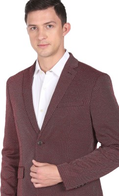 ARROW Self Design Single Breasted Party Men Blazer(Red)