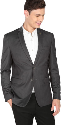 AD by Arvind Checkered Single Breasted Formal Men Blazer(Grey)