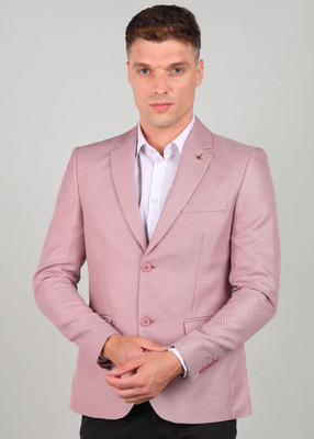 KILLER Self Design Single Breasted Casual Men Blazer(Pink)