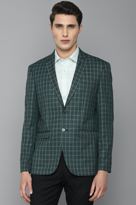 LOUIS PHILIPPE Checkered Single Breasted Formal Men Blazer(Green)