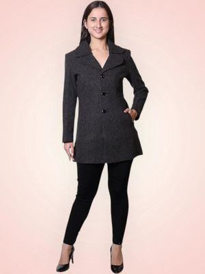 TROO BLUE Solid Double Breasted Casual Women Blazer(Black)