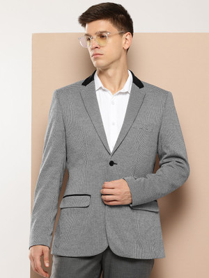 INVICTUS Solid Single Breasted Formal Men Blazer(Grey)