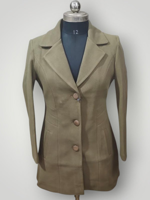 Pepzo Solid Double Breasted Casual Women Blazer(Green)