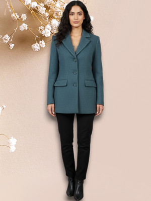 Pepzo Solid Double Breasted Casual Women Blazer(Blue)