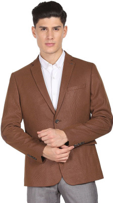 ARROW Self Design Single Breasted Casual Men Blazer(Brown)