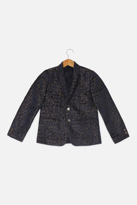 Allen Solly Printed Single Breasted Party Boys Blazer(Dark Blue)