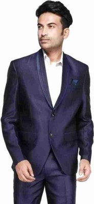 FASHION VILLA Solid Single Breasted Party Men Blazer(Blue)