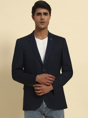 CANTABIL Solid Single Breasted Casual Men Blazer(Dark Blue)