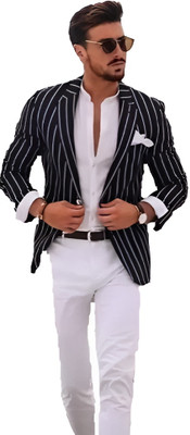 HUMJOLI MENS WEAR Solid Single Breasted Casual, Formal, Party, Festive & Wedding Men Blazer(Black, White)
