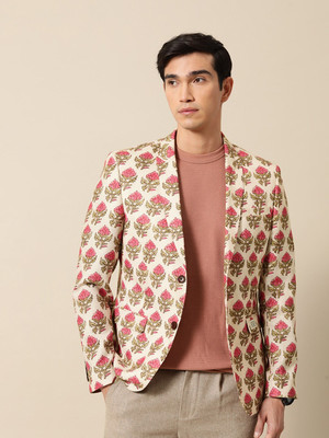 Mr Bowerbird Printed Single Breasted Festive & Wedding Men Blazer(Beige)