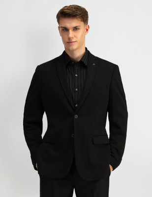 ARROW Solid Single Breasted Formal Men Blazer(Black)