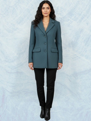 Pepzo Solid Double Breasted Casual Women Blazer(Blue)