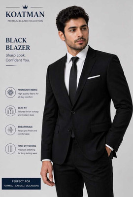 KOAT MAN Solid Single Breasted Casual, Formal Men Blazer(Black)