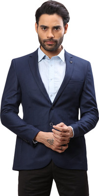 Raymond Solid Single Breasted Formal Men Blazer(Dark Blue)