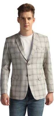 TAHVO Checkered Single Breasted Casual Men Blazer(Multicolor)