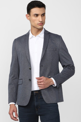 VAN HEUSEN SPORT Self Design Single Breasted Formal Men Blazer(Grey)