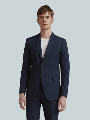 YSYB Dezines Solid Single Breasted Festive & Wedding Men Blazer(Dark Blue)