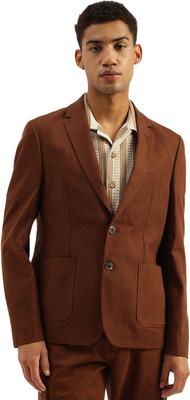 United Colors of Benetton Self Design Single Breasted Casual Men Blazer(Brown)