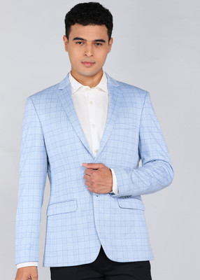 PARK AVENUE Self Design Bandhgala Formal Men Blazer(Light Blue)