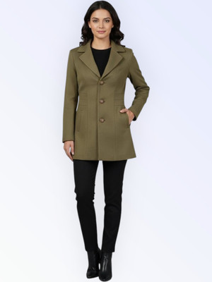 Pepzo Solid Double Breasted Casual Women Blazer(Green)