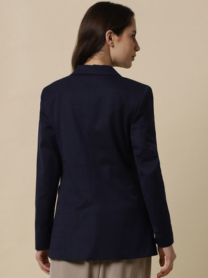 THECLASSICTOGS Solid Single Breasted Casual Women Blazer(Blue)