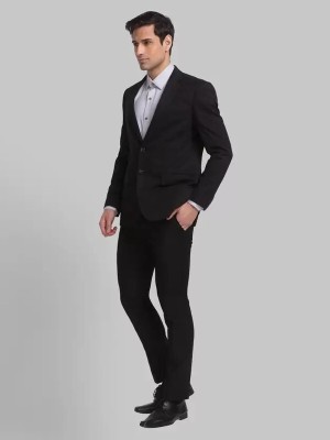 The Kd Solid Double Breasted Casual Men Blazer(Black)