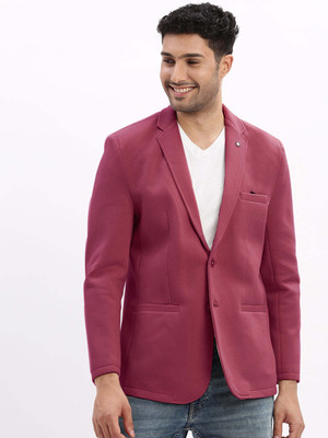 SHOWOFFFF Solid Single Breasted Casual Men Blazer(Red)