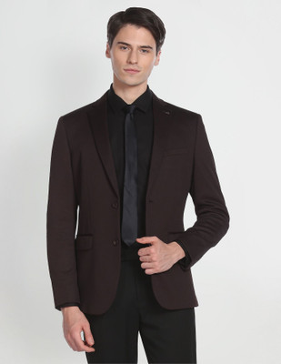 ARROW Solid Single Breasted Formal Men Blazer(Black)