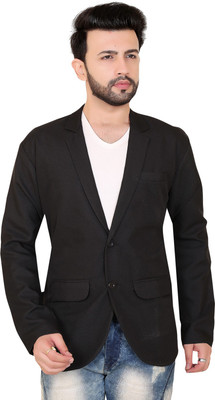 ABC ANY BUDY CLEAN Self Design Single Breasted Casual Men Blazer(Black)