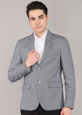 KILLER Checkered Single Breasted Casual Men Blazer(Grey)