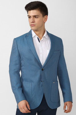VAN HEUSEN Self Design Single Breasted Formal Men Blazer(Blue)