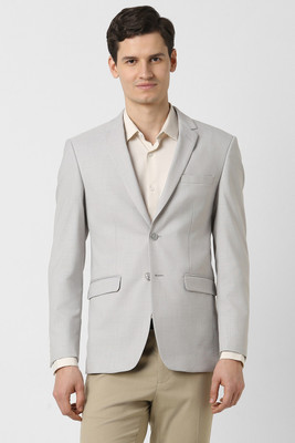 PETER ENGLAND Solid Single Breasted Formal Men Blazer(Grey)