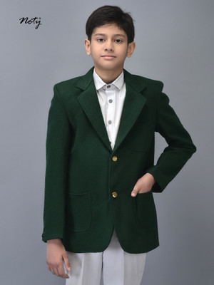Noty Solid Single Breasted Casual Men & Women Blazer(Green)