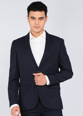 PARK AVENUE Checkered Bandhgala Formal Men Blazer(Blue)