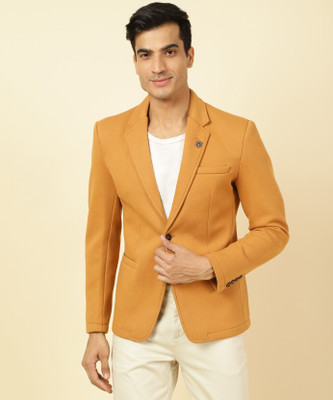 Fort Collins Solid Single Breasted Casual Men Blazer(Yellow)