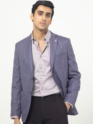 Rare Rabbit Self Design Single Breasted Casual Men Blazer(Purple)