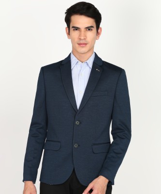 KILLER Solid Single Breasted Casual Men Blazer(Dark Blue)