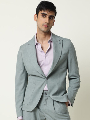 Rare Rabbit Solid Single Breasted Formal Men Blazer(Green)