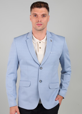 KILLER Self Design Single Breasted Casual Men Blazer(Light Blue)