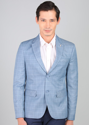 KILLER Checkered Single Breasted Formal Men Blazer(Blue)