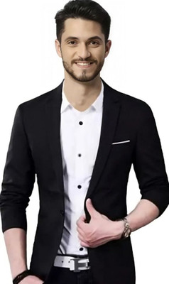 HUMJOLI FASHION Solid Single Breasted Formal, Casual, Festive, Wedding Men Blazer(Black)