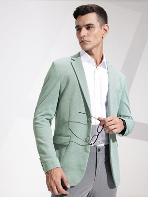 INVICTUS Solid Single Breasted Formal Men Blazer(Green)