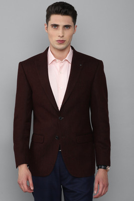 LOUIS PHILIPPE Solid Single Breasted Formal Men Blazer(Brown)