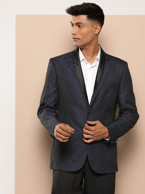 INVICTUS Self Design Single Breasted Party Men Blazer(Blue)
