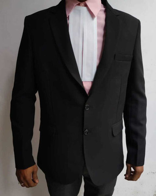 Premiumrobes Solid Single Breasted Formal Men Blazer(Black)