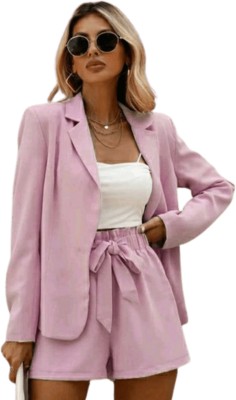 TEEKHI GIRL Solid Single Breasted Casual Women Blazer(Pink)