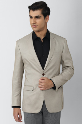 PETER ENGLAND Solid Single Breasted Formal Men Blazer(Grey)