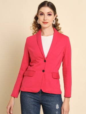 TANDUL Solid Single Breasted Casual Women Blazer(Pink)