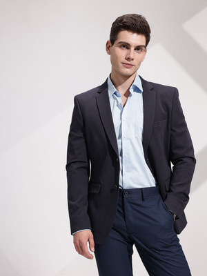 INVICTUS Solid Single Breasted Formal Men Blazer(Blue)