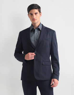 ARROW Solid Single Breasted Formal Men Blazer(Blue)